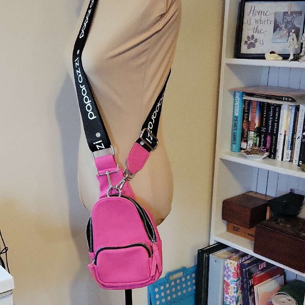 Paparazzi Fuchsia Backpack with Black Strap